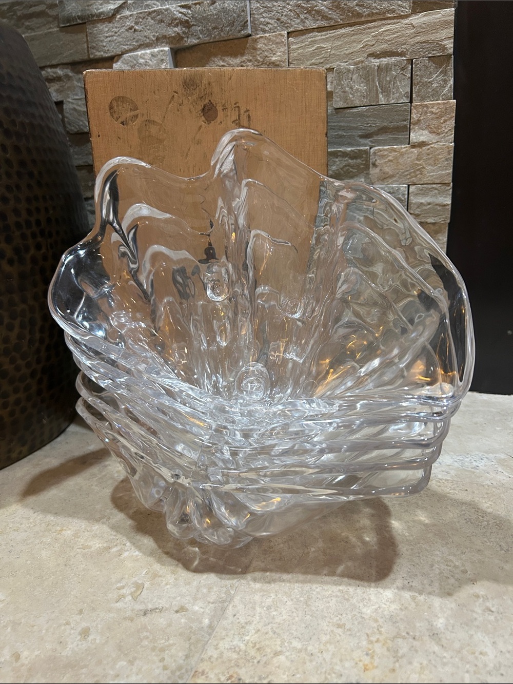 5 Vintage Acrylic Decorative Clam Shell Footed Serving Bowls